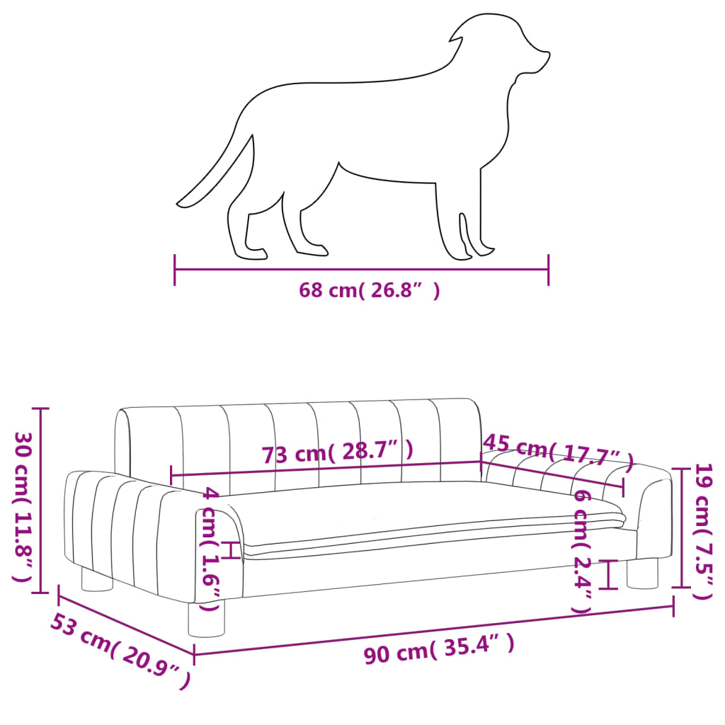 vidaXL Cama para perros de tela gris taupe 90x53x30 cm