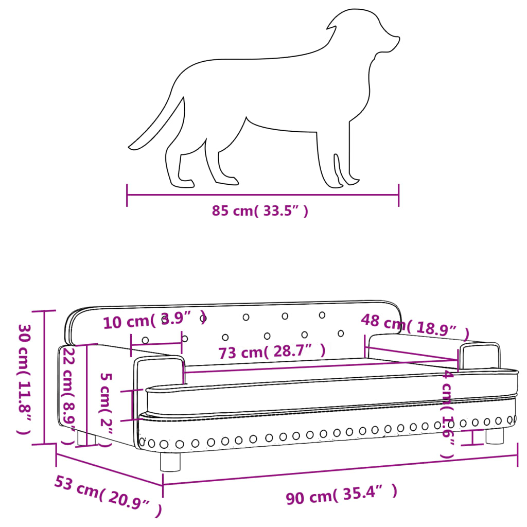 vidaXL Cama para perros de terciopelo azul 90x53x30 cm