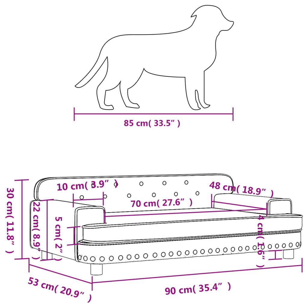 vidaXL Cama para perros de cuero sintético crema 90x53x30 cm