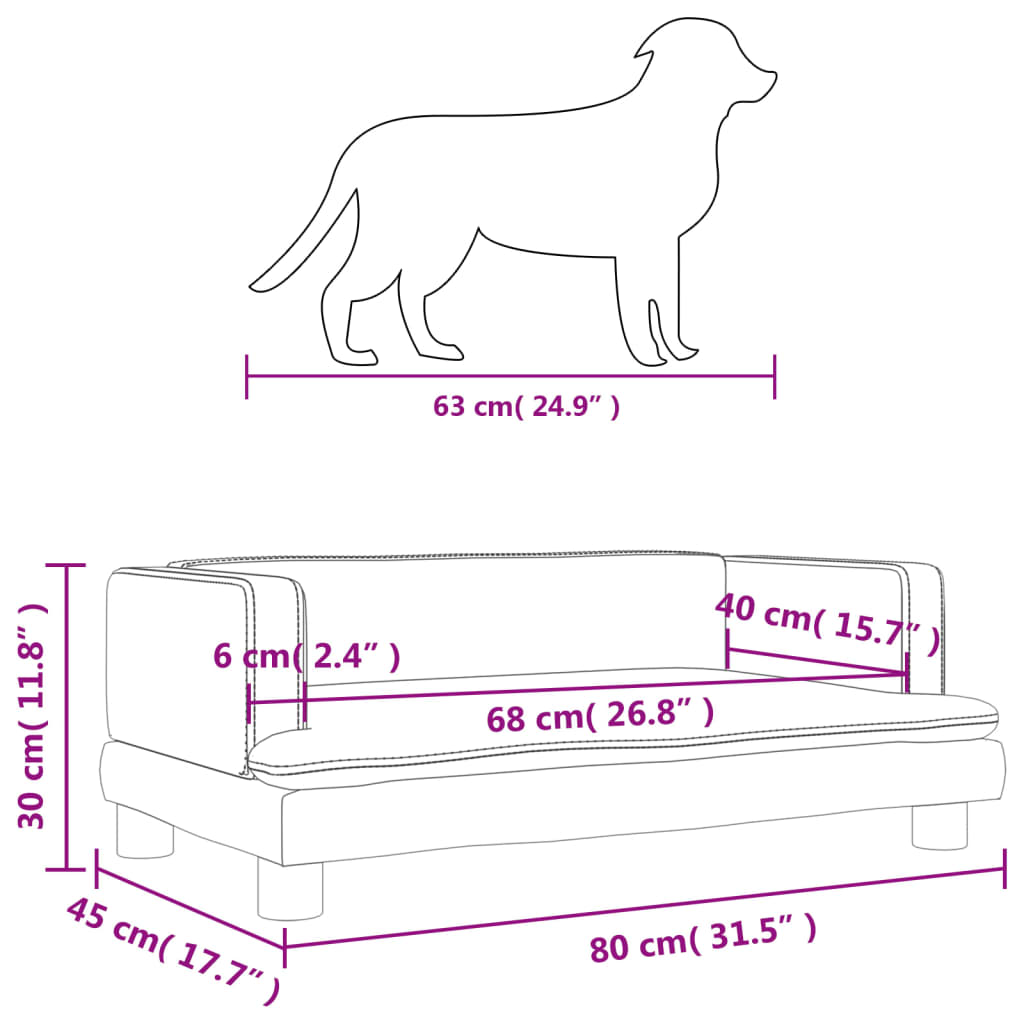 vidaXL Cama para perros de terciopelo gris oscuro 80x45x30 cm