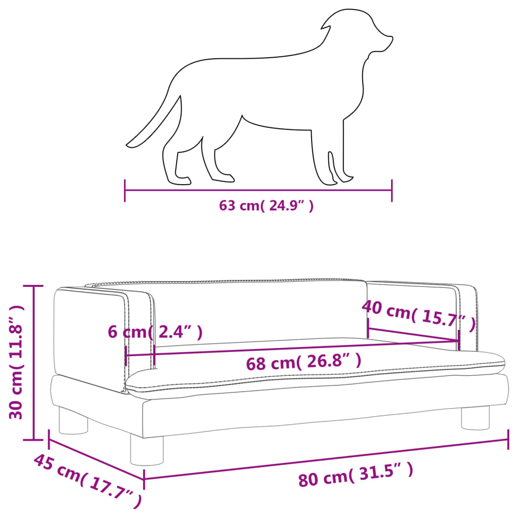 vidaXL Cama para perros de cuero sintético crema 80x45x30 cm