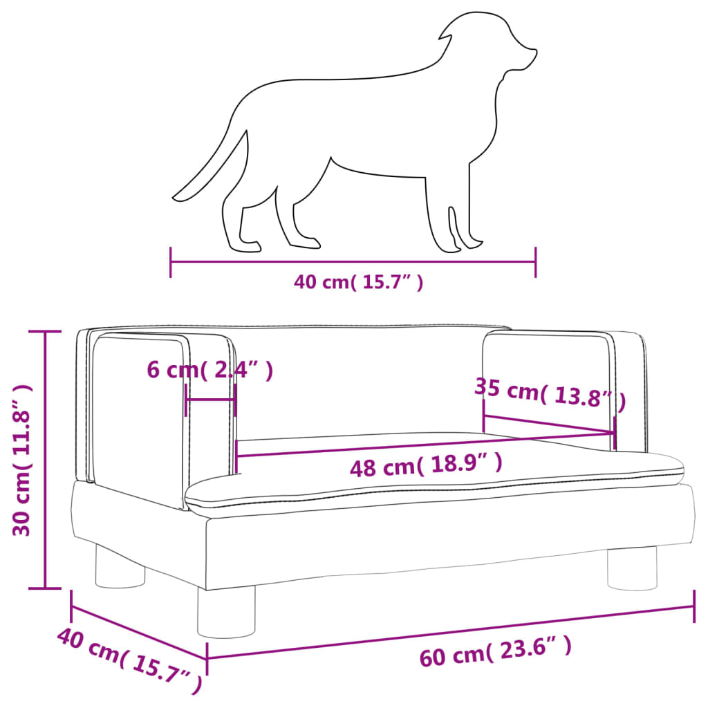 vidaXL Cama para perros de terciopelo azul 60x40x30 cm