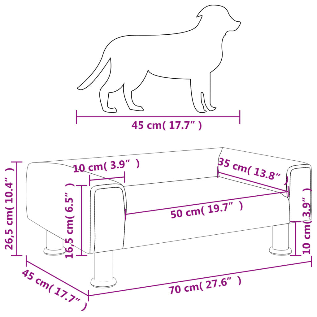 vidaXL Cama para perros de terciopelo azul 70x45x26,5 cm