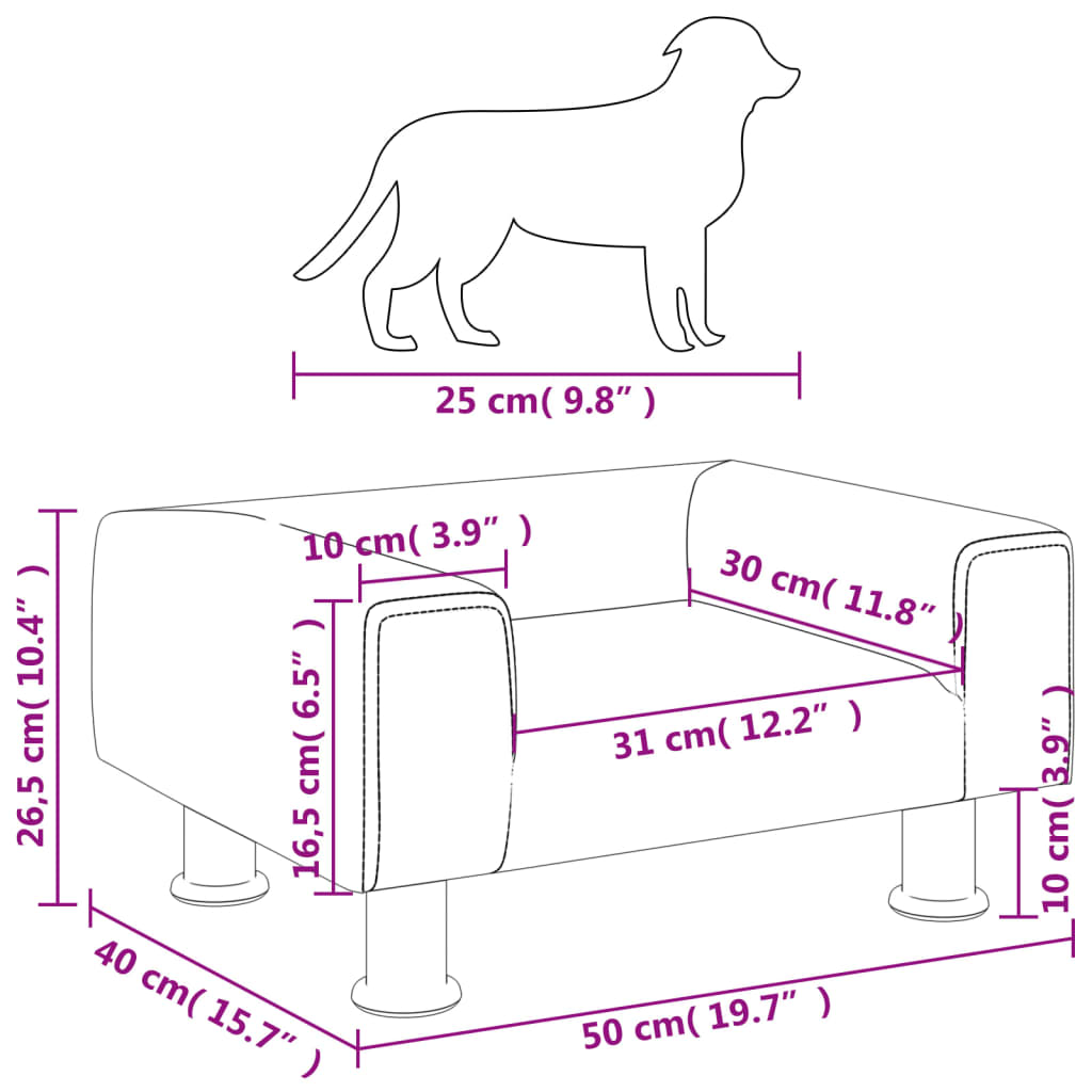 vidaXL Cama para perros de terciopelo rosa 50x40x26,5 cm