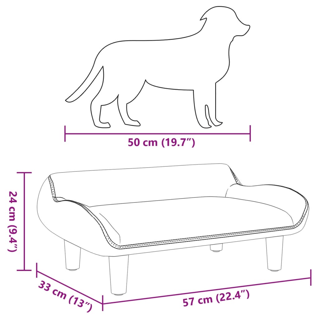 vidaXL Cama para perros de tela crema 70x40x24 cm