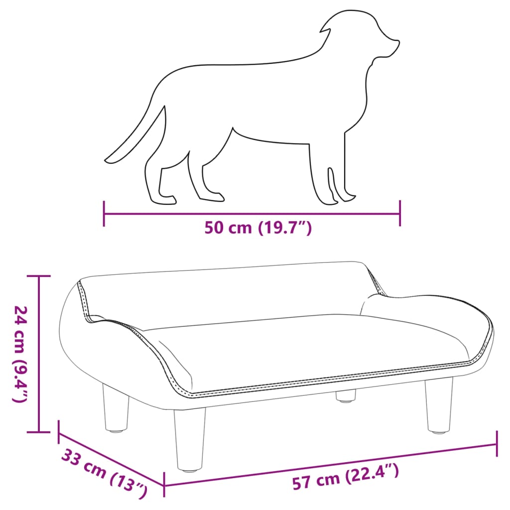 vidaXL Cama para perros de terciopelo gris oscuro 70x40x24 cm