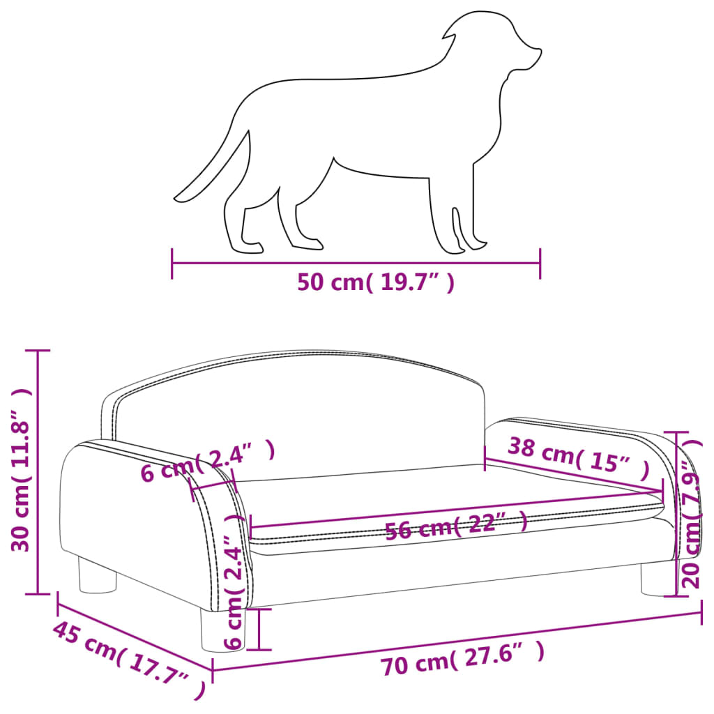 vidaXL Cama para perros de tela gris taupé 70x45x30 cm