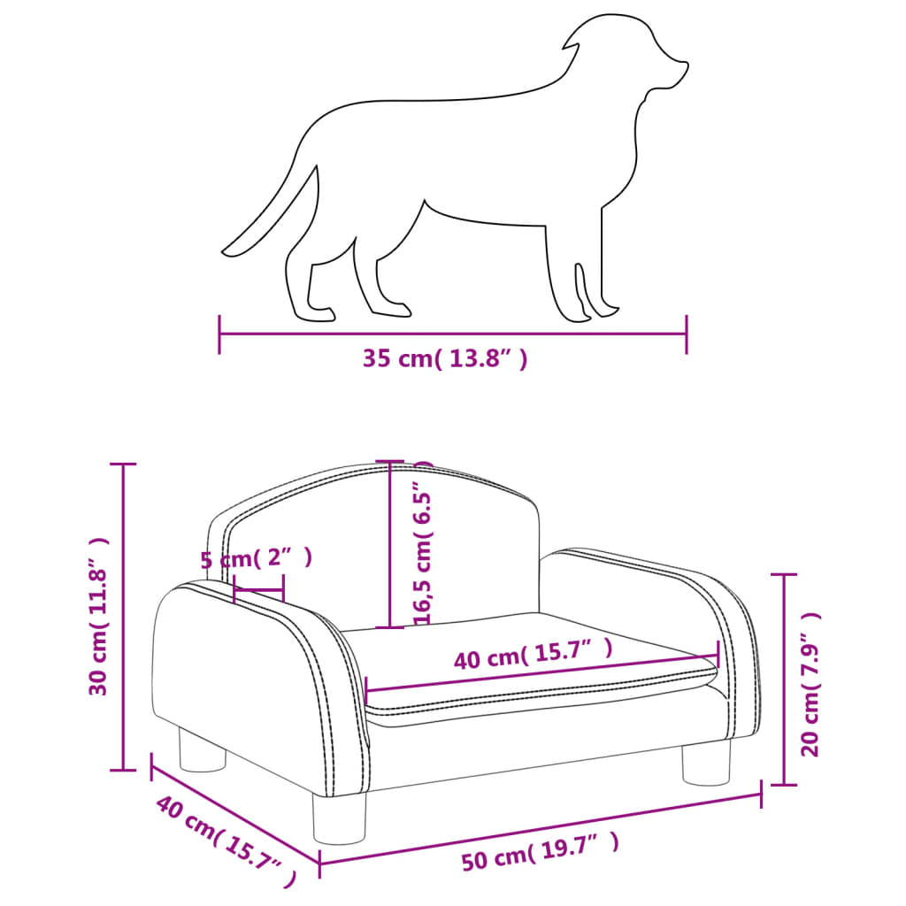 vidaXL Cama para perros de tela crema 50x40x30 cm