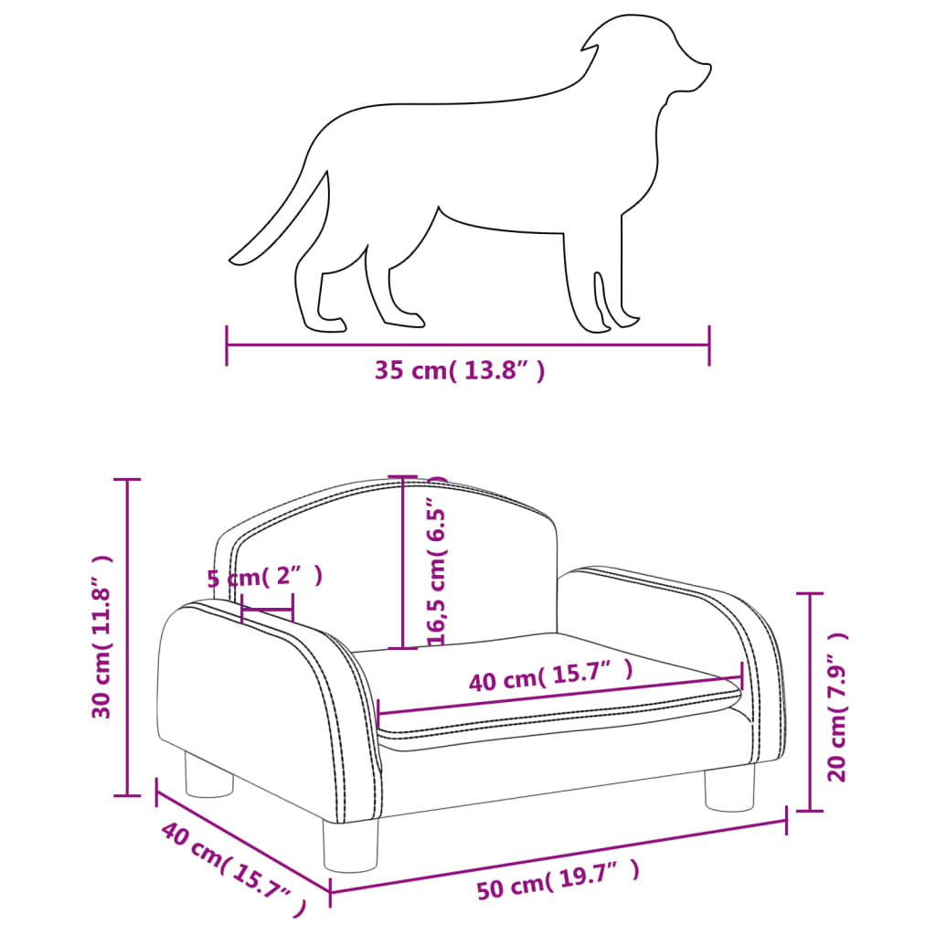 vidaXL Cama para perros de cuero sintético crema 50x40x30 cm