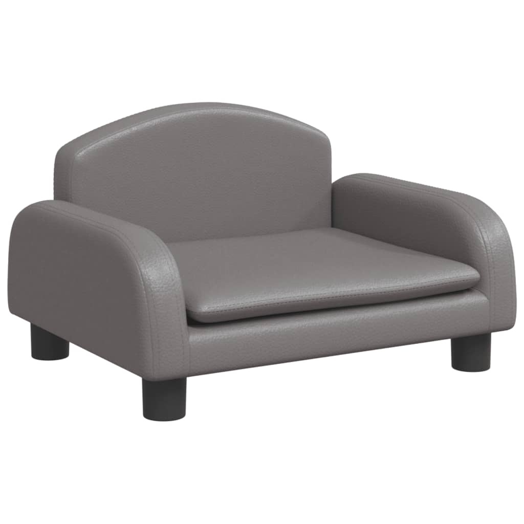 vidaXL Cama para perros de cuero sintético gris 50x40x30 cm