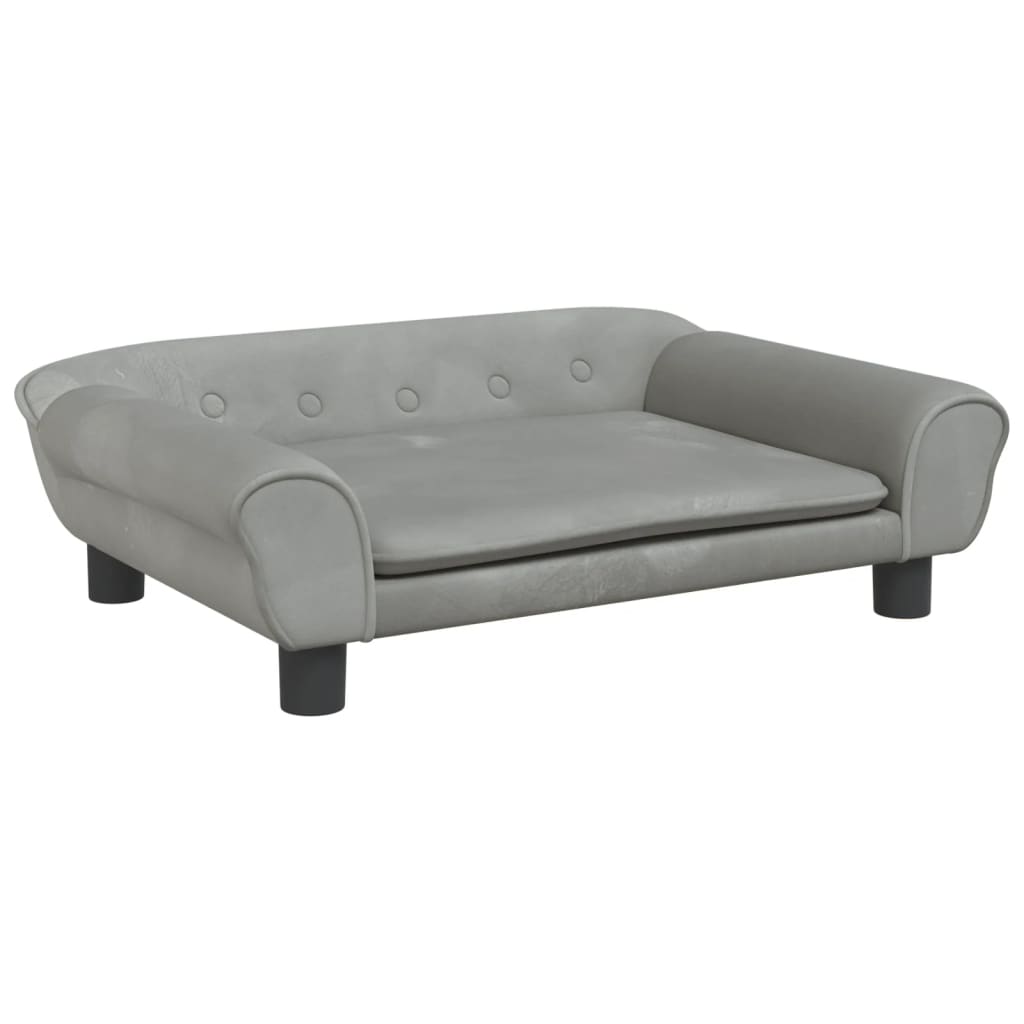 vidaXL Cama para perros de terciopelo gris claro 70x48x22 cm