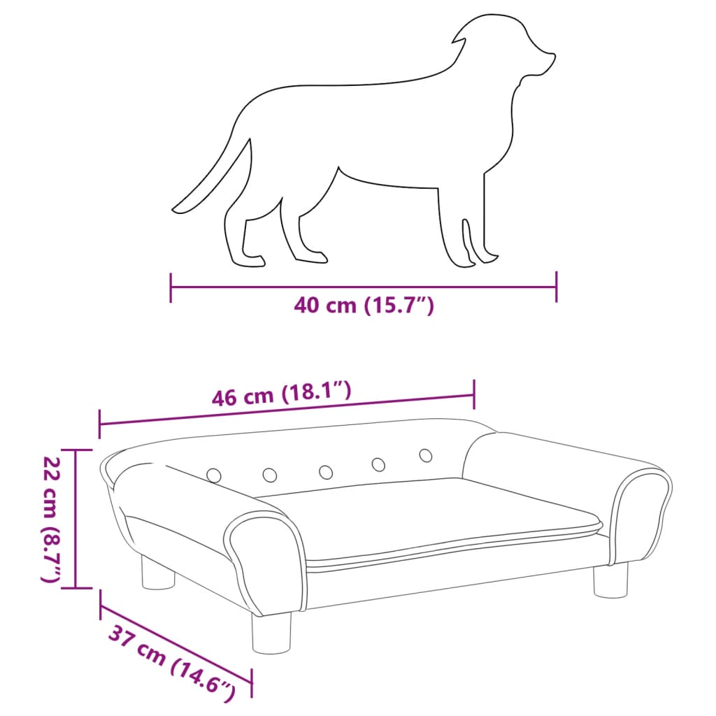 vidaXL Cama para perros de terciopelo gris claro 70x48x22 cm