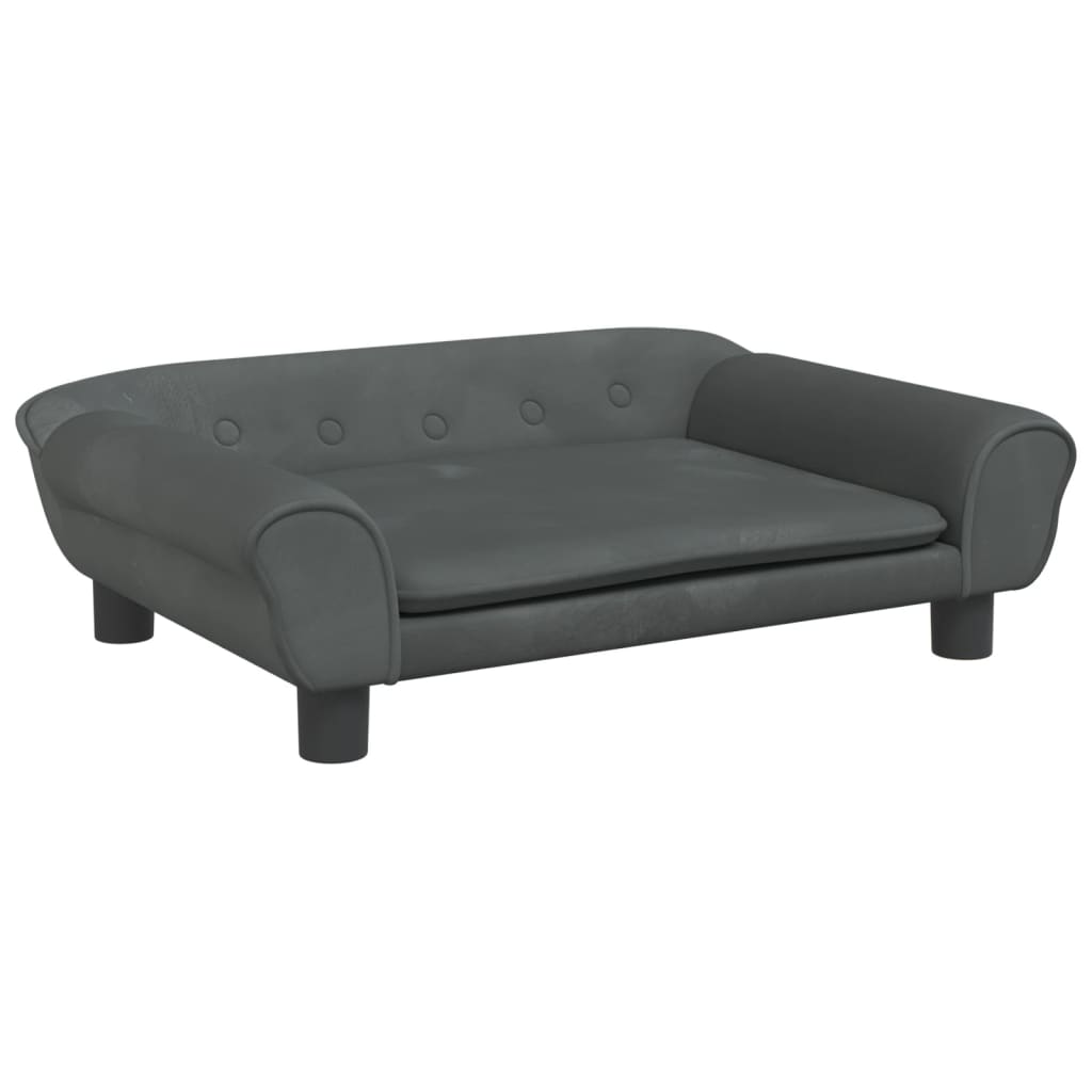 vidaXL Cama para perros de terciopelo gris oscuro 70x48x22 cm