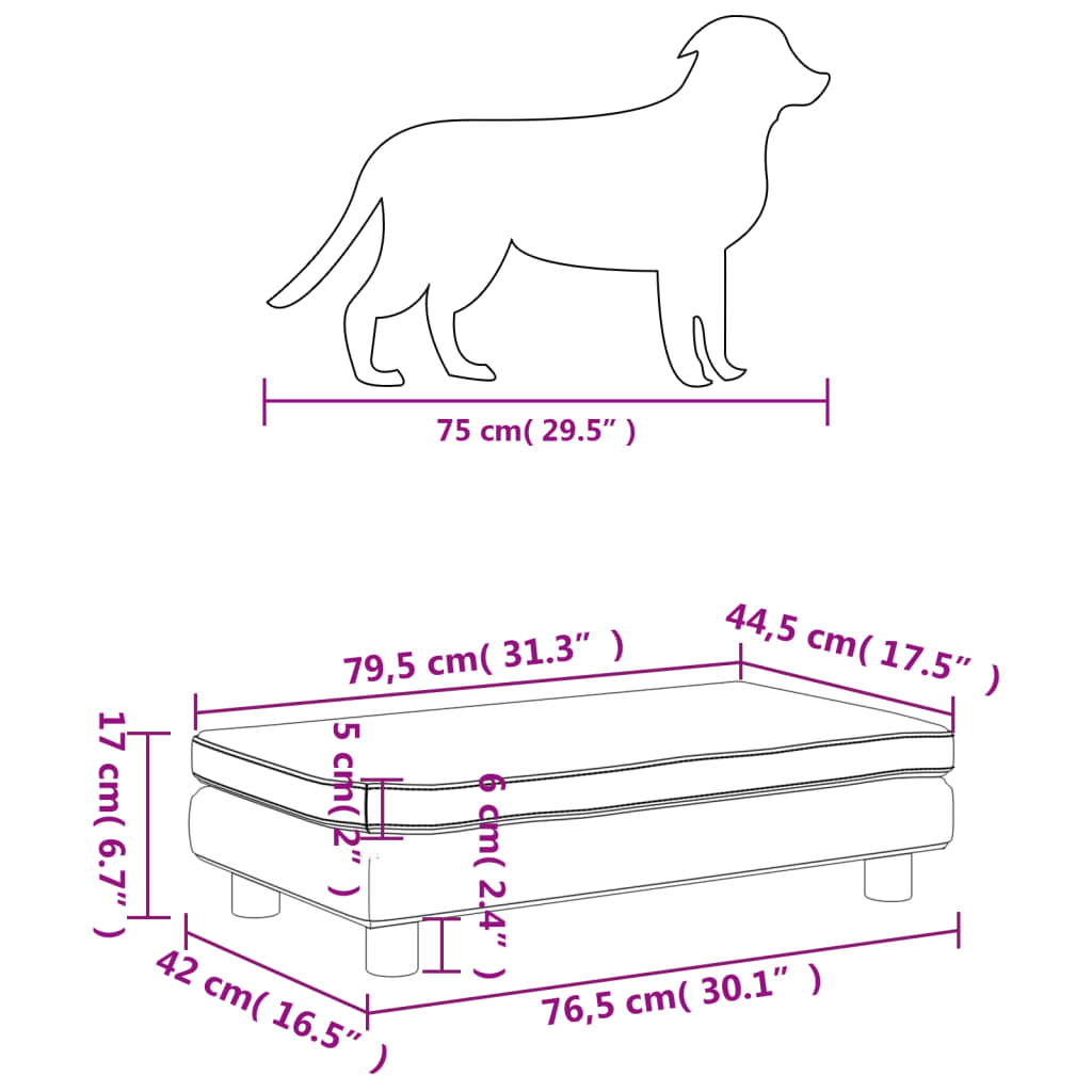 vidaXL Cama para perros con extensión terciopelo marrón 100x50x30 cm