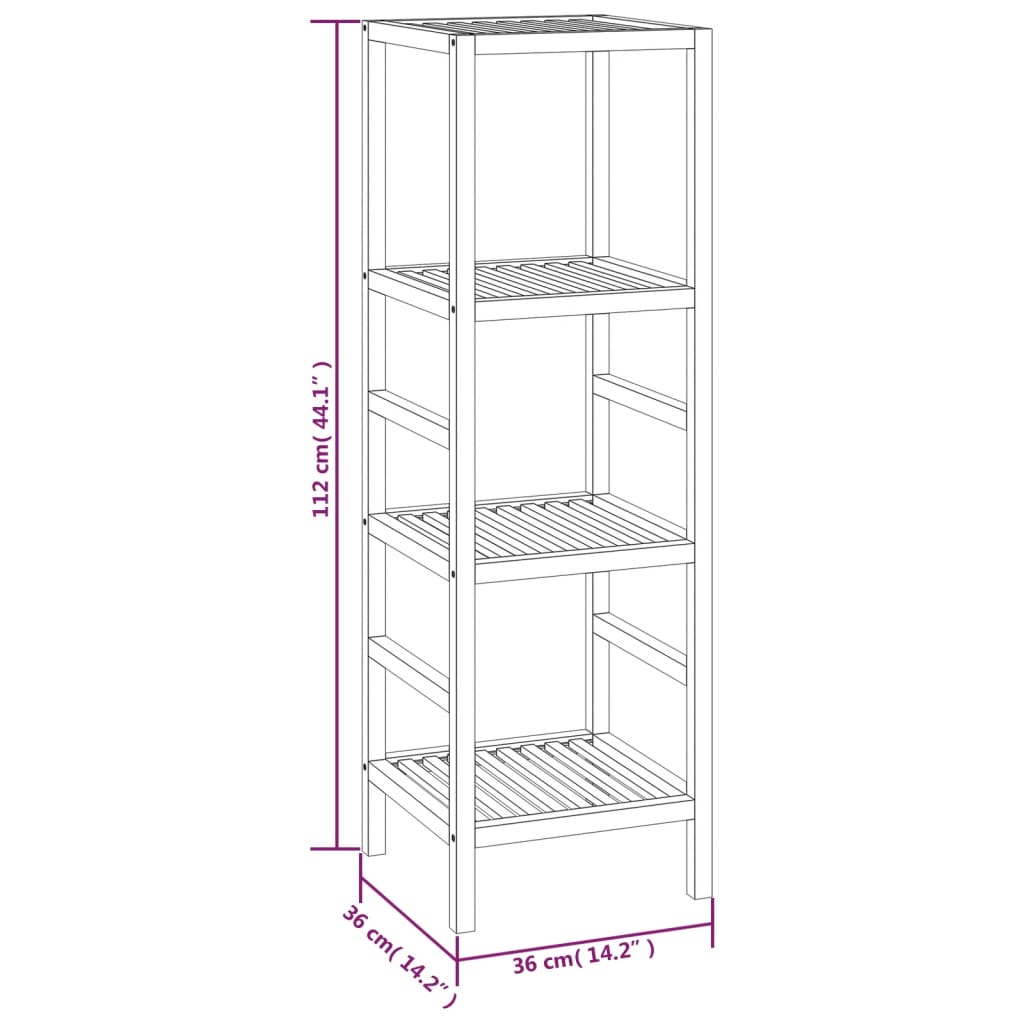 vidaXL Estantería de baño madera maciza nogal 36x36x112 cm