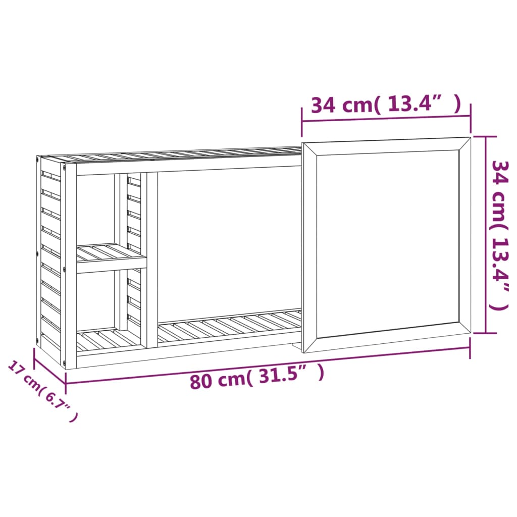 vidaXL Armario con espejo madera maciza nogal 80x17x34 cm