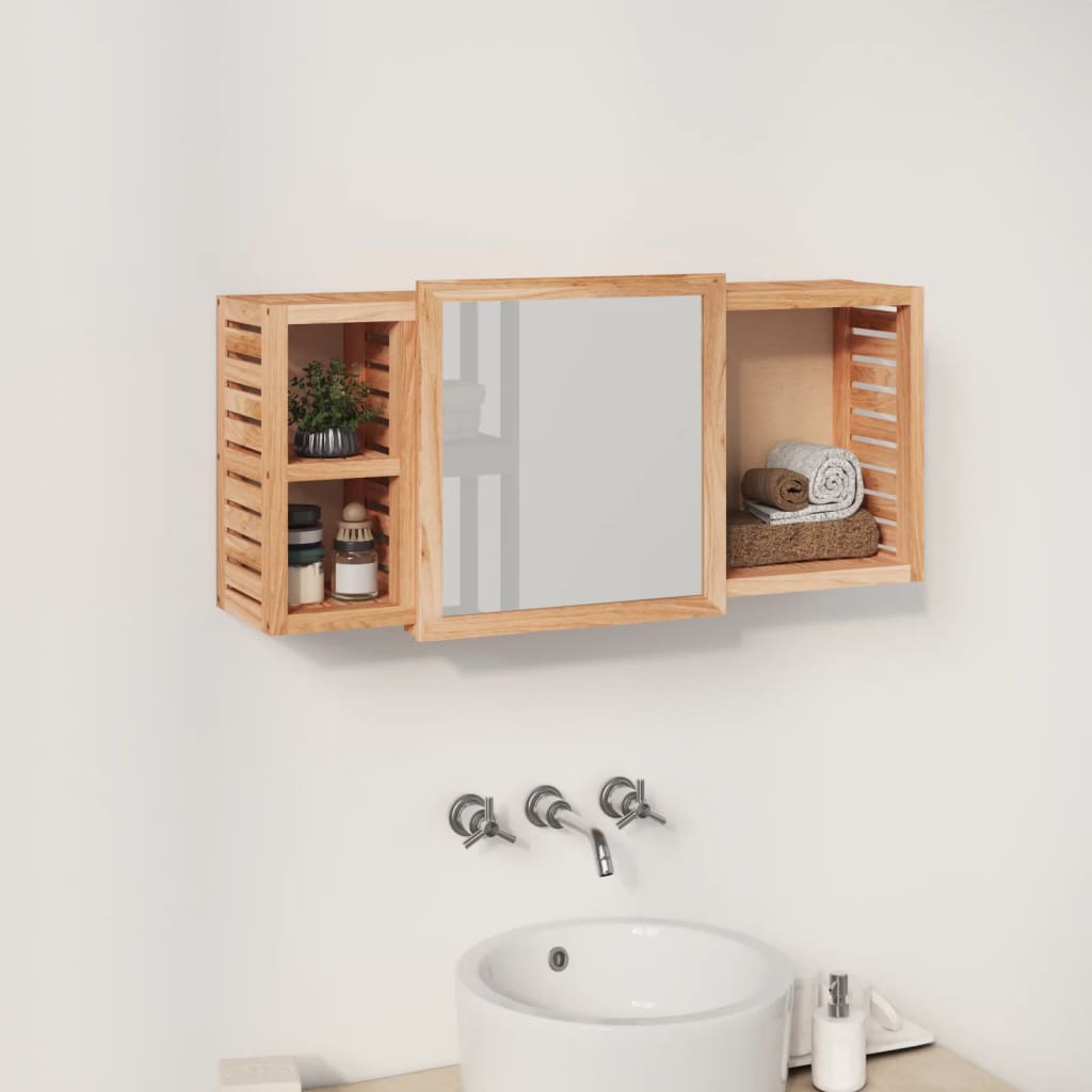 vidaXL Armario con espejo madera maciza nogal 80x17x34 cm