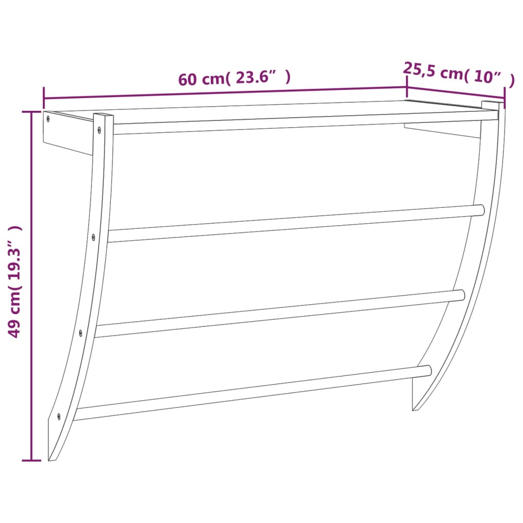 vidaXL Toallero de madera maciza nogal 60x25,5x49 cm