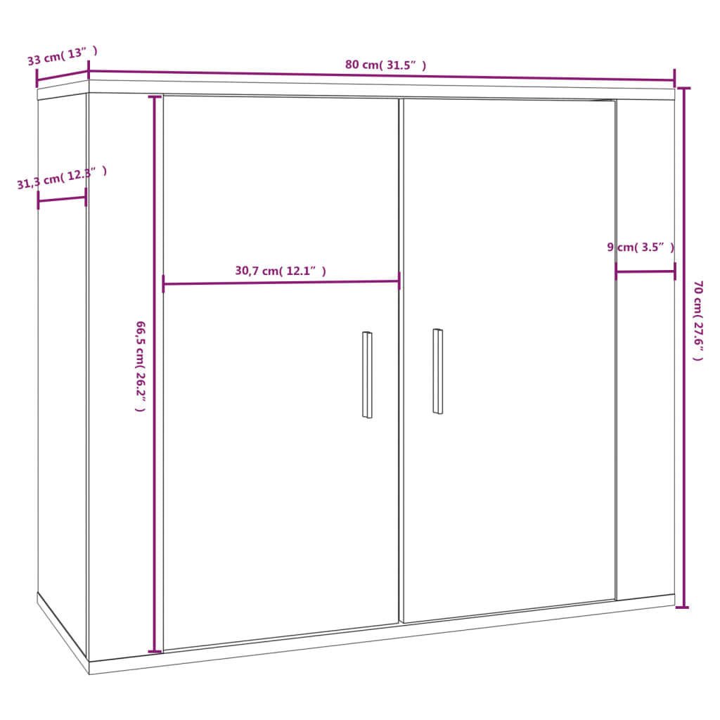 vidaXL Aparador de madera contrachapada blanco 80x33x70 cm