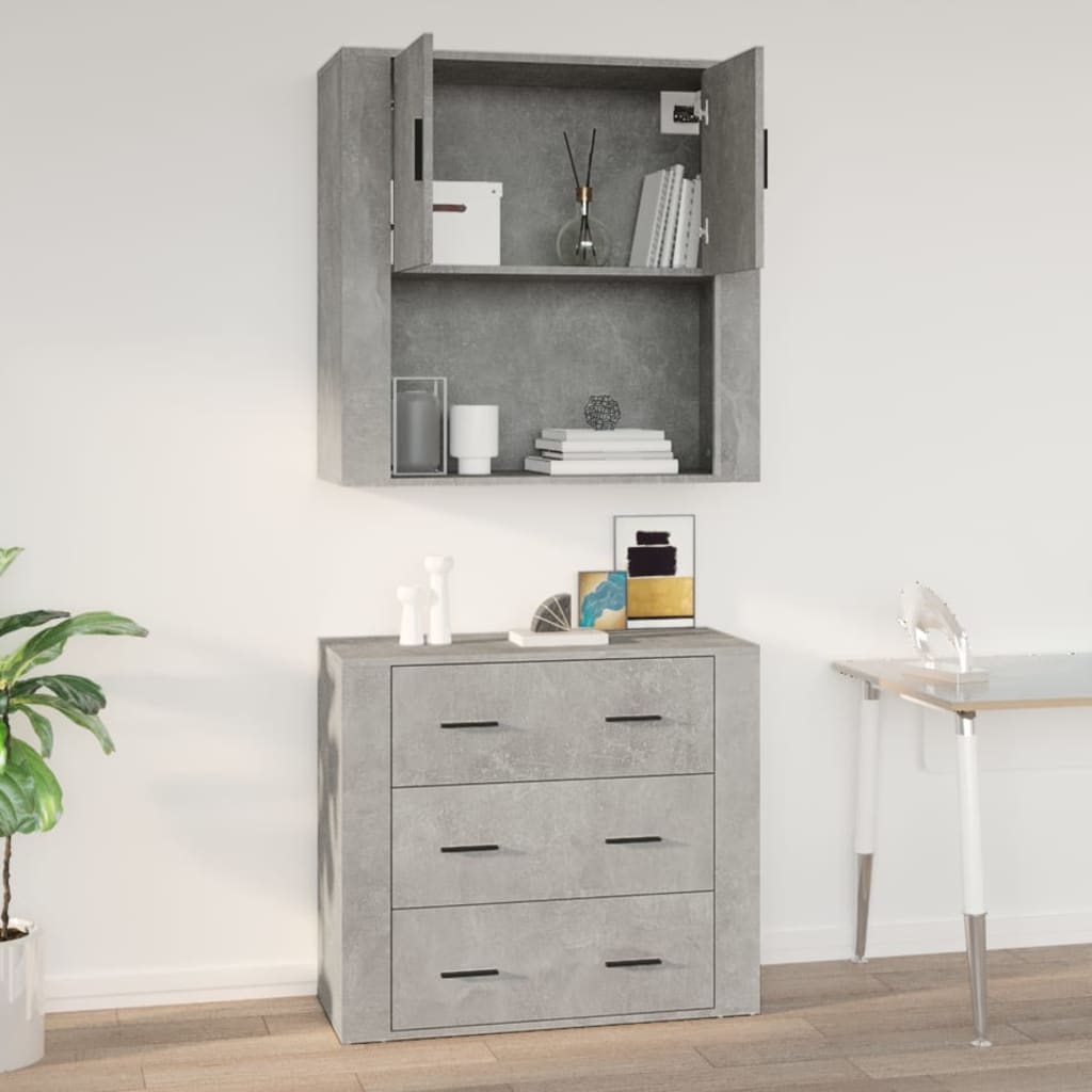 vidaXL Armario de pared madera contrachapada gris hormigón 80x33x80 cm