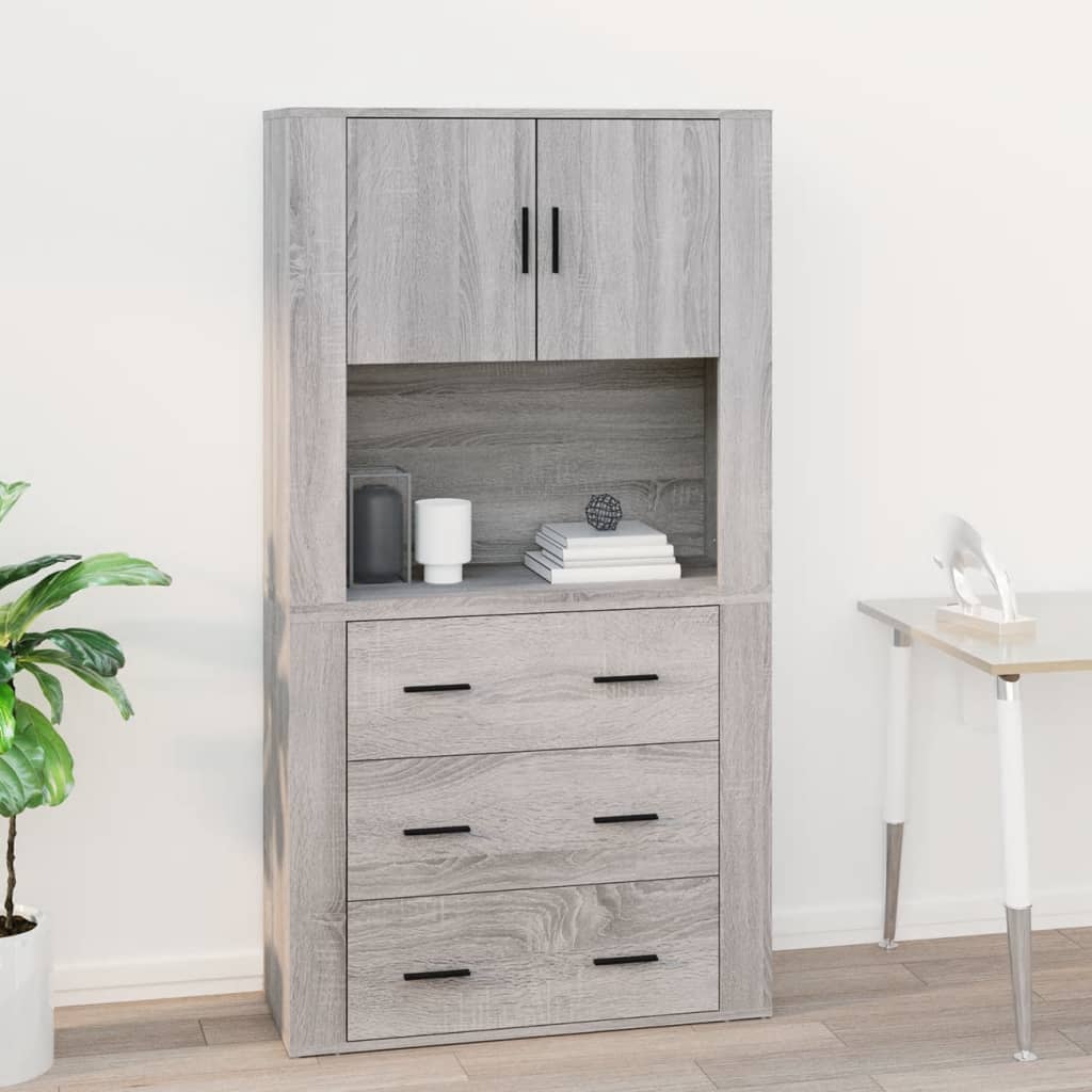 vidaXL Armario de pared madera contrachapada gris Sonoma 80x33x80 cm