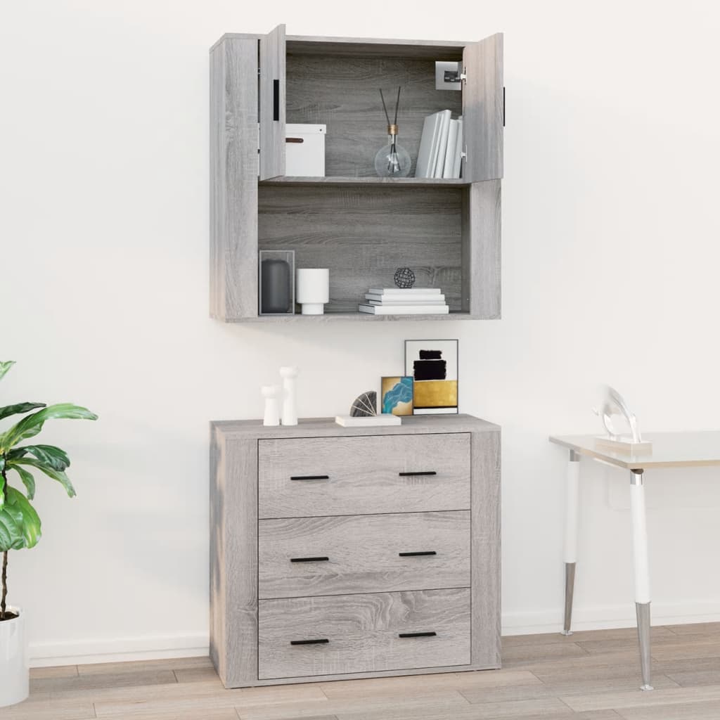 vidaXL Armario de pared madera contrachapada gris Sonoma 80x33x80 cm