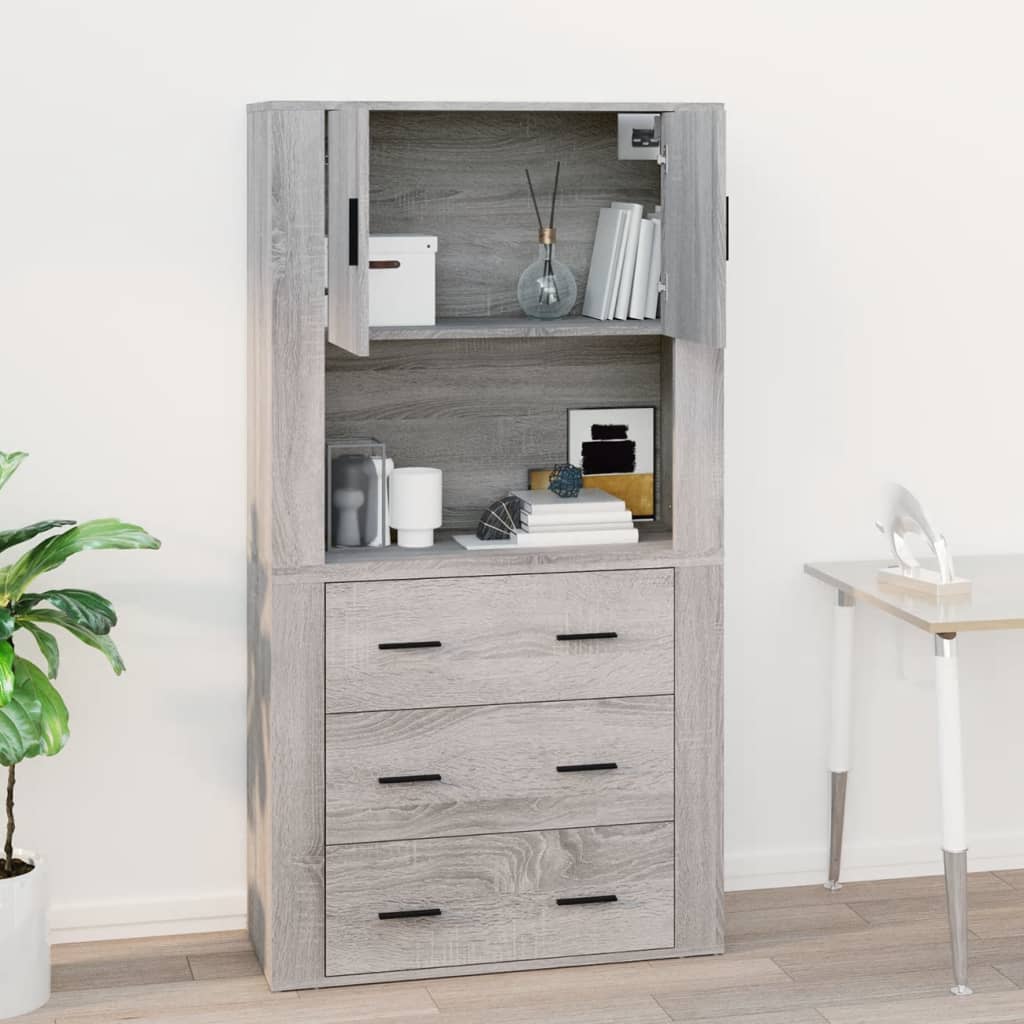 vidaXL Armario de pared madera contrachapada gris Sonoma 80x33x80 cm