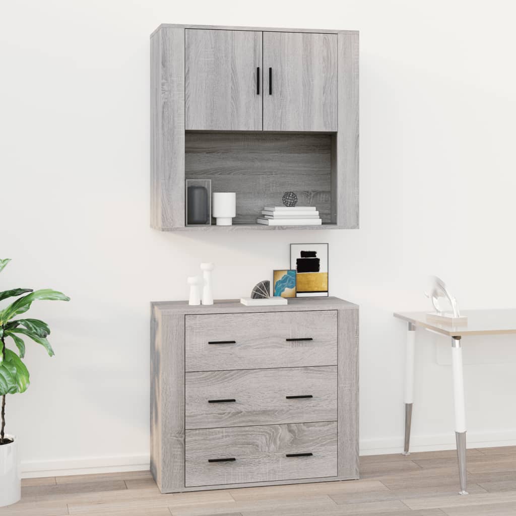 vidaXL Armario de pared madera contrachapada gris Sonoma 80x33x80 cm