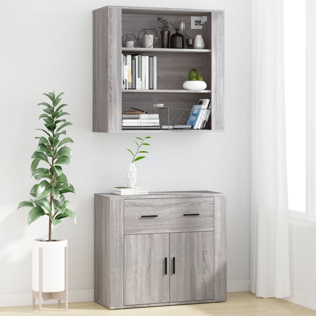 vidaXL Armario de pared madera contrachapada gris Sonoma 80x33x80 cm