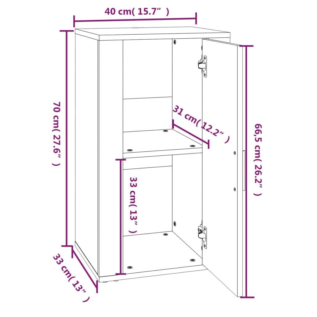 vidaXL Aparador de madera contrachapada blanco 40x33x70 cm