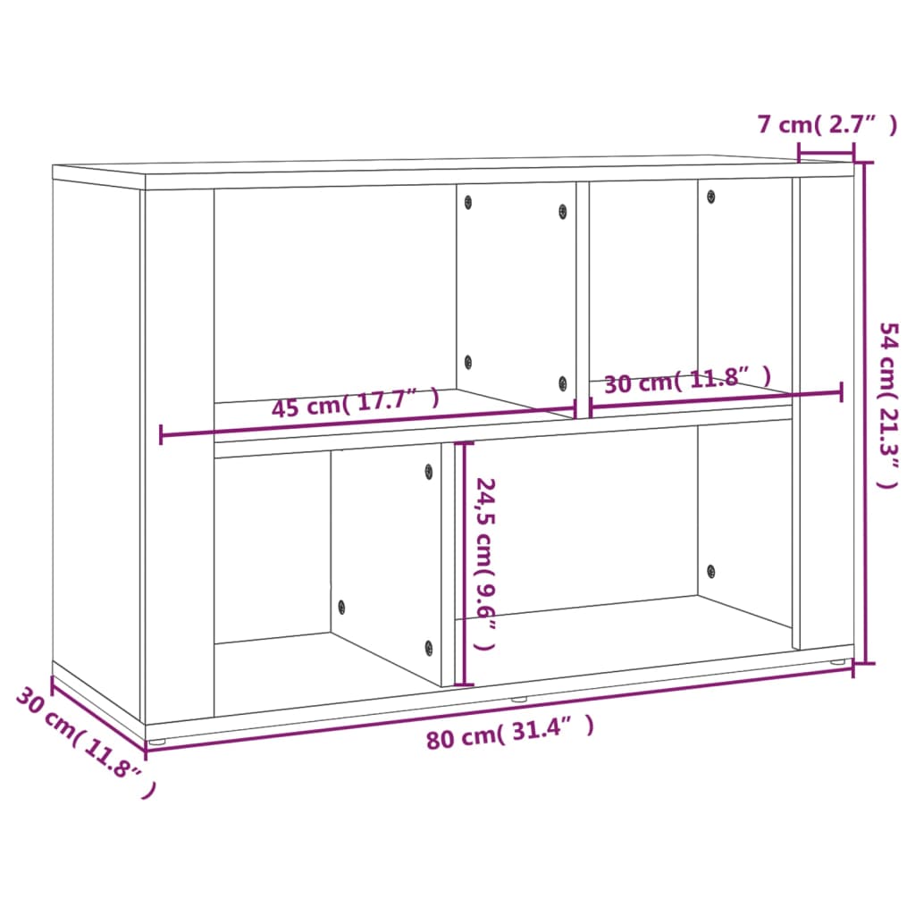 vidaXL Aparador de madera contrachapada gris hormigón 80x30x54 cm