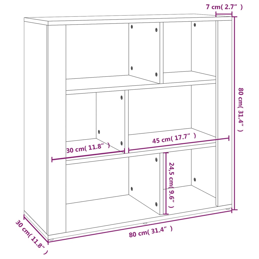 vidaXL Aparador de madera contrachapada gris Sonoma 80x30x80 cm