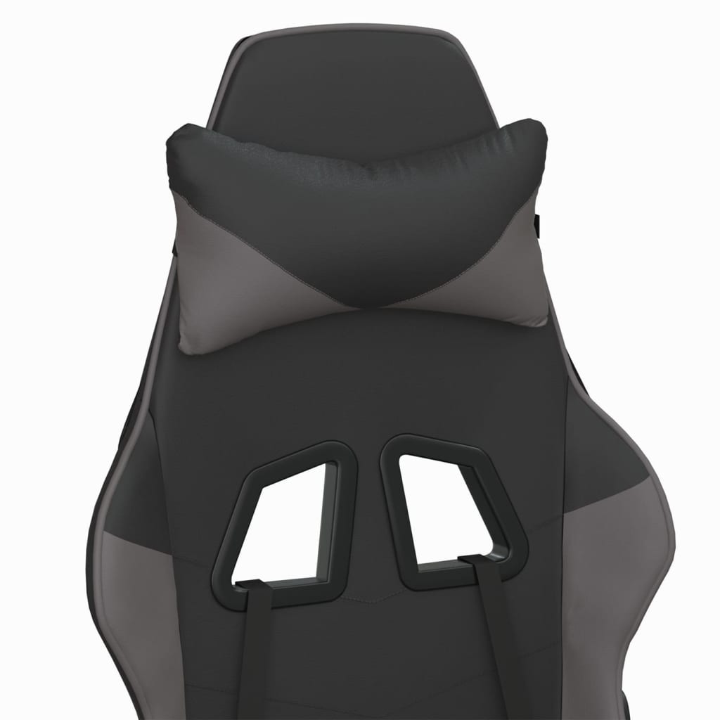 vidaXL Silla gaming cuero sintético negro y gris