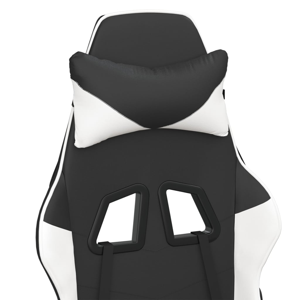 vidaXL Silla gaming cuero sintético negro y blanco