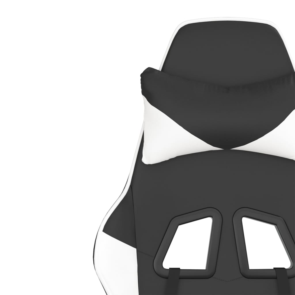 vidaXL Silla gaming cuero sintético negro y blanco