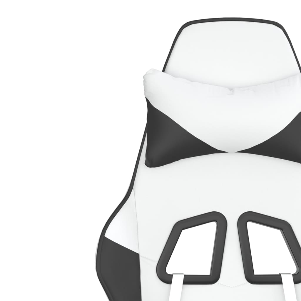 vidaXL Silla gaming cuero sintético blanco y negro