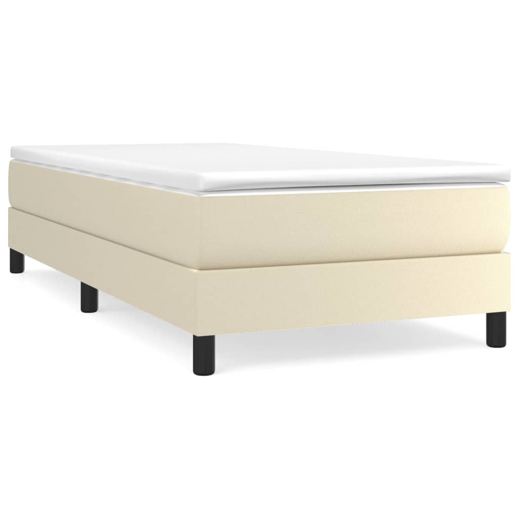 vidaXL Estructura de cama sin colchón cuero sintético crema 90x190 cm