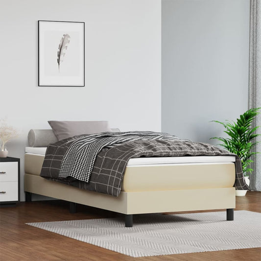 vidaXL Estructura de cama sin colchón cuero sintético crema 90x190 cm