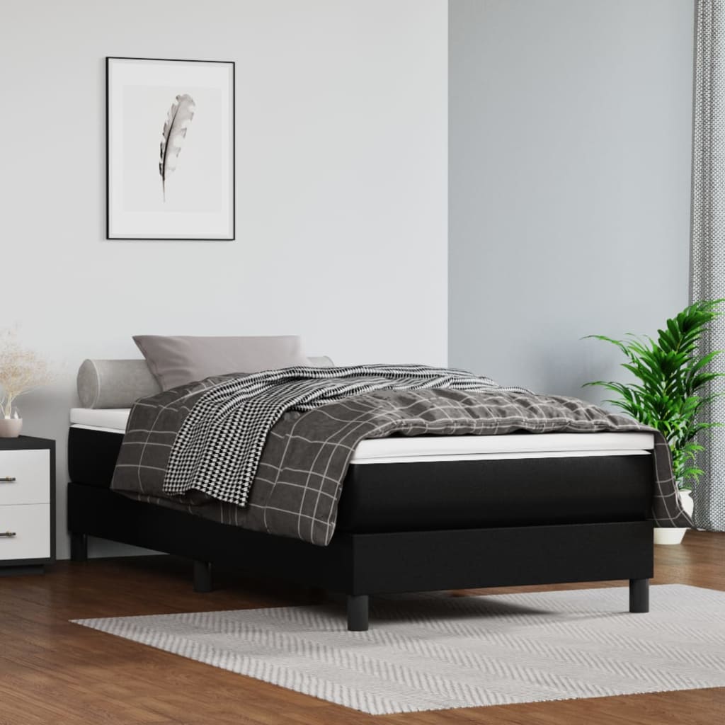 vidaXL Estructura de cama sin colchón cuero sintético negro 90x200 cm