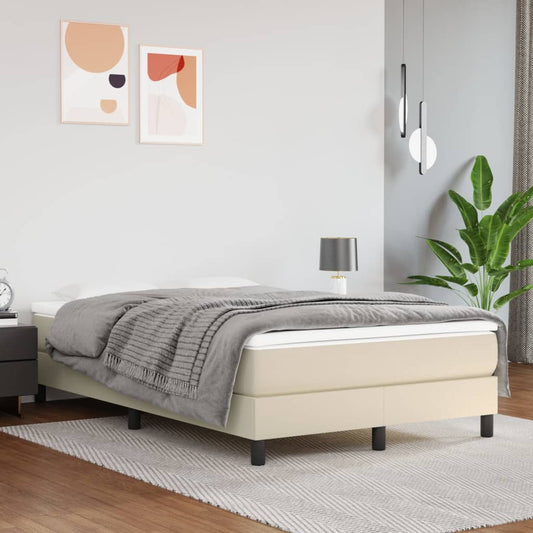 vidaXL Estructura de cama sin colchón cuero sintético crema 120x200 cm