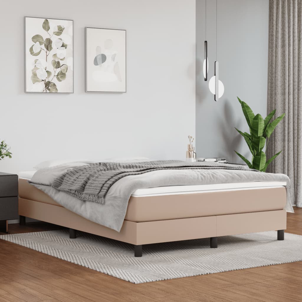 vidaXL Estructura cama sin colchón cuero sintético capuchino 140x200cm