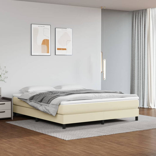 vidaXL Estructura de cama sin colchón cuero sintético crema 160x200 cm