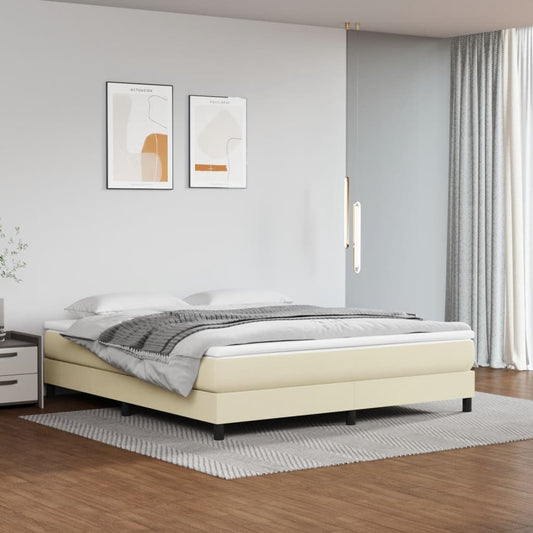 vidaXL Estructura de cama sin colchón cuero sintético crema 180x200 cm