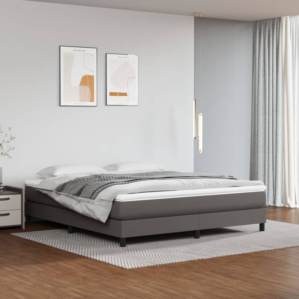 vidaXL Estructura de cama sin colchón cuero sintético gris 180x200 cm