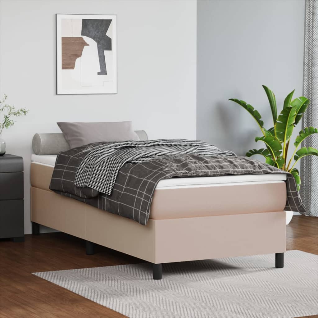 vidaXL Estructura cama sin colchón cuero sintético capuchino 90x200 cm