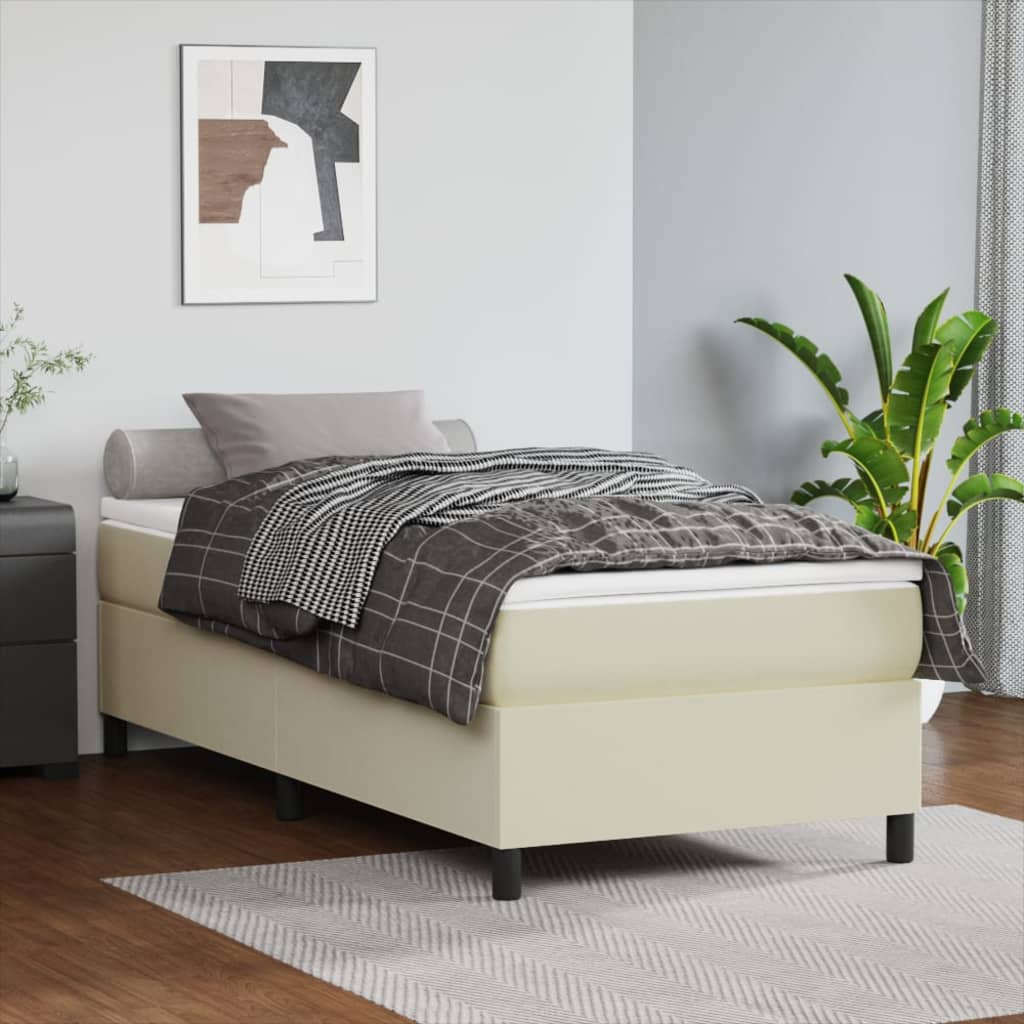 vidaXL Estructura de cama sin colchón cuero sintético crema 100x200 cm