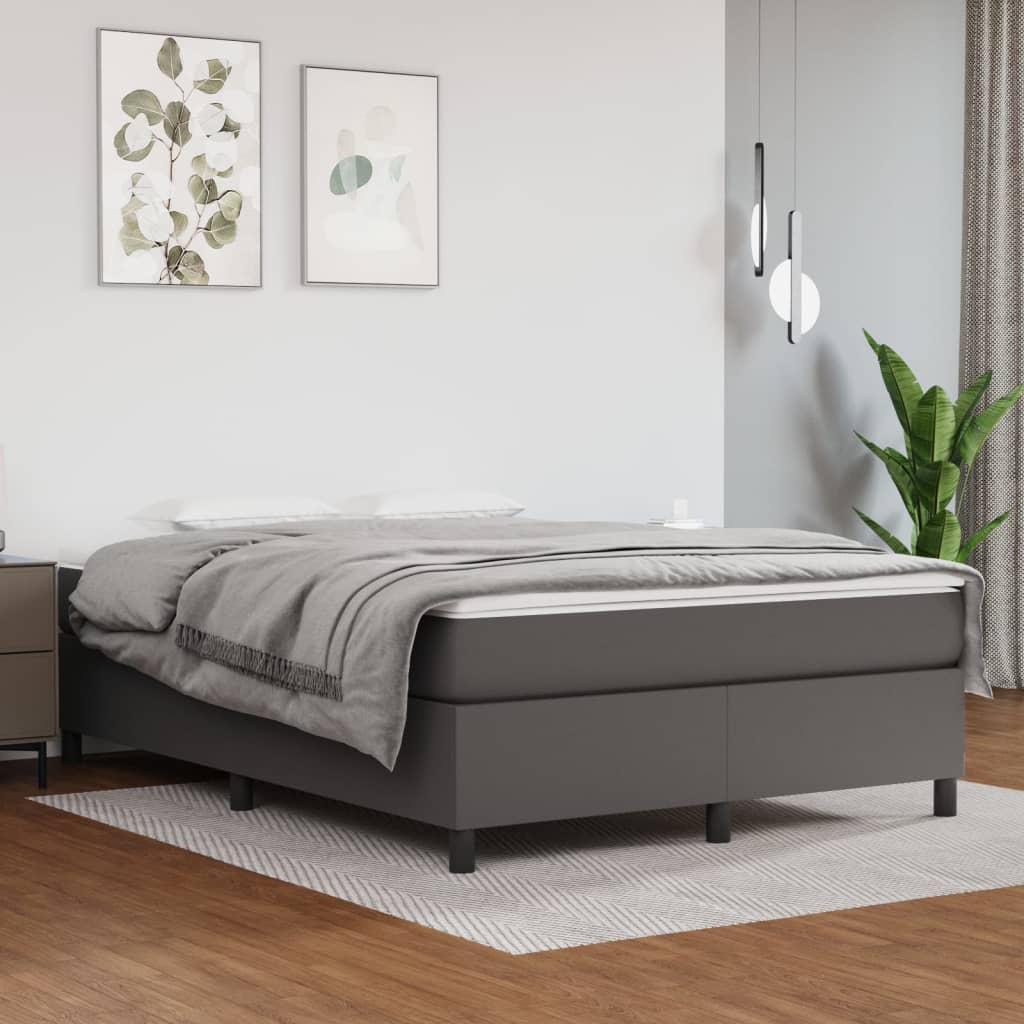 vidaXL Estructura de cama sin colchón cuero sintético gris 140x200 cm