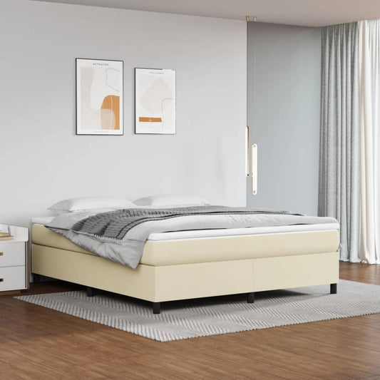 vidaXL Estructura de cama sin colchón cuero sintético crema 160x200 cm