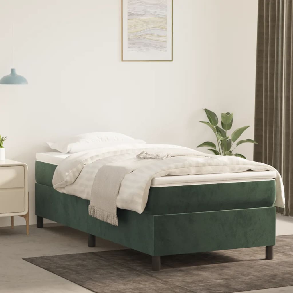 vidaXL Estructura de cama sin colchón terciopelo verde oscuro 90x200cm