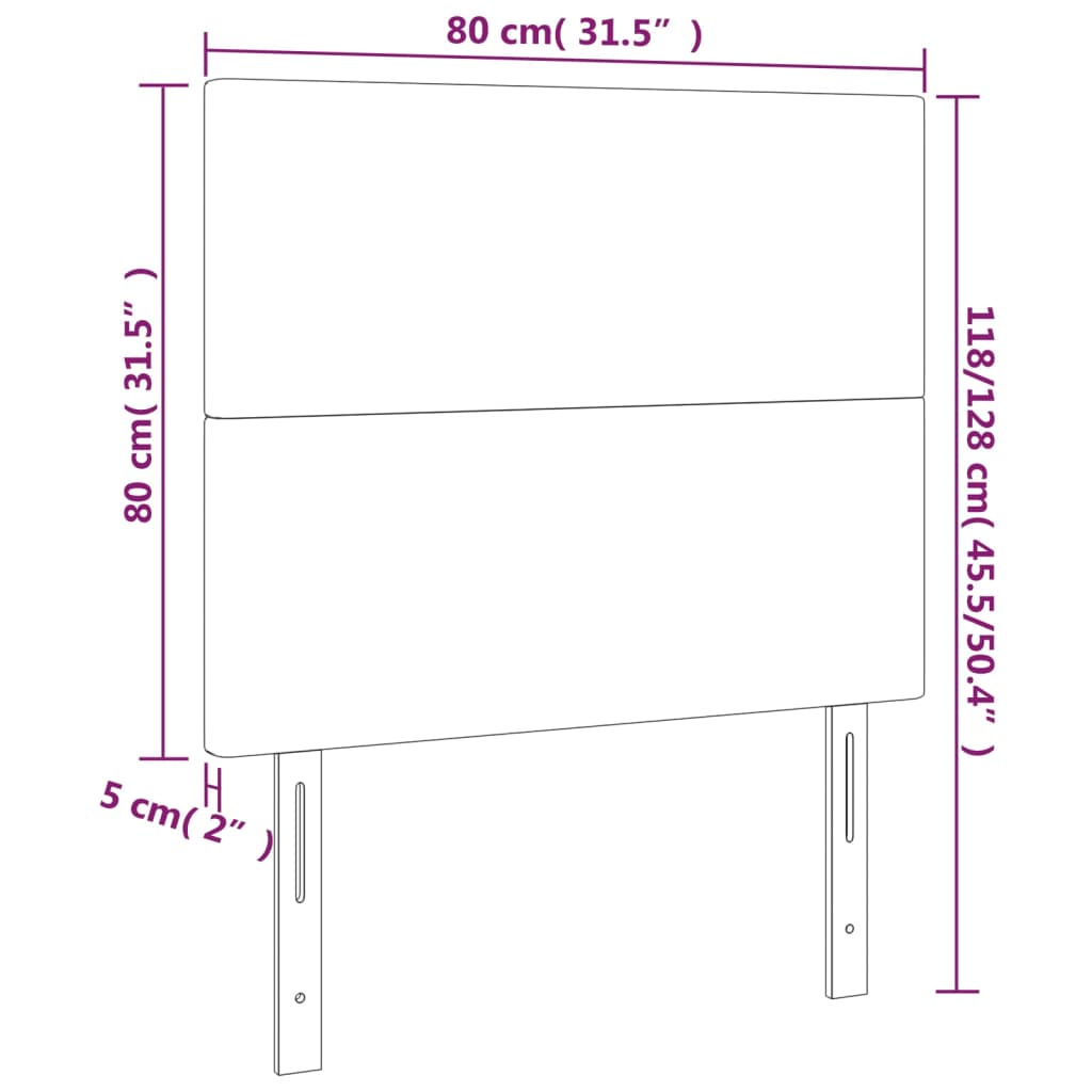 vidaXL Cabeceros 2 unidades de tela color crema 80x5x78/88 cm